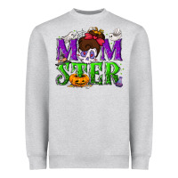 Heather Grey Momster Halloween Heavyweight Sweatshirt - NancyCooperArtShop