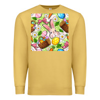 Antique Gold Easter Hamper With Bunny Seamless Pattern Premium Sweatshirt - BundleAndBundleShop