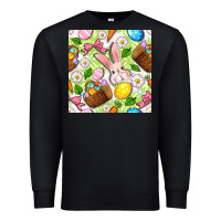 Black Easter Hamper With Bunny Seamless Pattern Premium Sweatshirt - BundleAndBundleShop