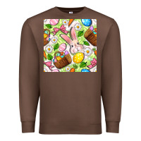 Chestnut Easter Hamper With Bunny Seamless Pattern Premium Sweatshirt - BundleAndBundleShop