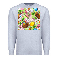 Heather Grey Easter Hamper With Bunny Seamless Pattern Premium Sweatshirt - BundleAndBundleShop
