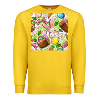 Lemon Easter Hamper With Bunny Seamless Pattern Premium Sweatshirt - BundleAndBundleShop
