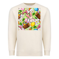 Sandshell Easter Hamper With Bunny Seamless Pattern Premium Sweatshirt - BundleAndBundleShop
