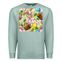 Seafoam Easter Hamper With Bunny Seamless Pattern Premium Sweatshirt - BundleAndBundleShop