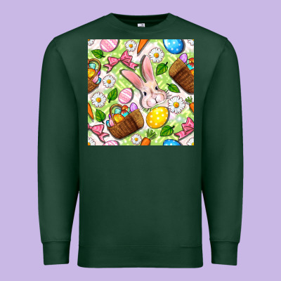 Easter Hamper With Bunny Seamless Pattern Premium Sweatshirt Designed By Bundleandbundleshop