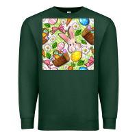 Sports Green Easter Hamper With Bunny Seamless Pattern Premium Sweatshirt - BundleAndBundleShop