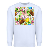 White Easter Hamper With Bunny Seamless Pattern Premium Sweatshirt - BundleAndBundleShop