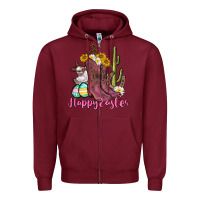 Burgundy Happy Easter western Easter Day Zipper Hoodie - CowGirlArtShop