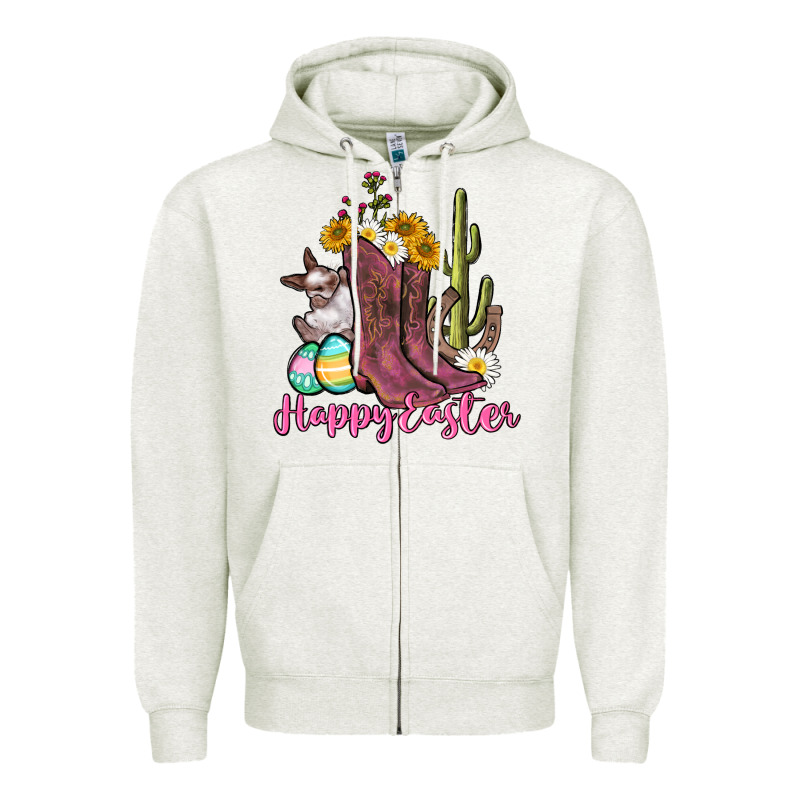 Happy Easter Western Easter Day Zipper Hoodie by CowGirlArtShop | Teevron