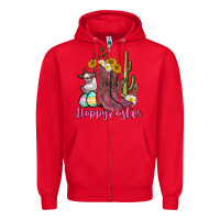 Red Happy Easter western Easter Day Zipper Hoodie - CowGirlArtShop