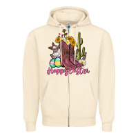 Sandshell Happy Easter western Easter Day Zipper Hoodie - CowGirlArtShop