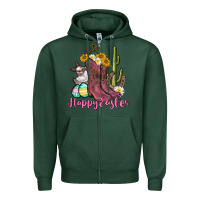 Sports Green Happy Easter western Easter Day Zipper Hoodie - CowGirlArtShop