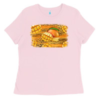 Bubblegum Pink Mango Background Ladies Tee - Jasminsmagicworld