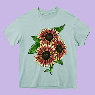 Strawberry Blonde Sunflower Heavy Core Tee Designed By Lillyallendesigns