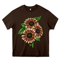 Chocolate Brown strawberry blonde sunflower Heavy Core Tee - LillyAllenDesigns