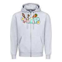 Heather Grey Hop bunny Easter Day Zipper Hoodie - CowGirlArtShop