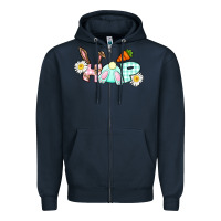 Navy Hop bunny Easter Day Zipper Hoodie - CowGirlArtShop