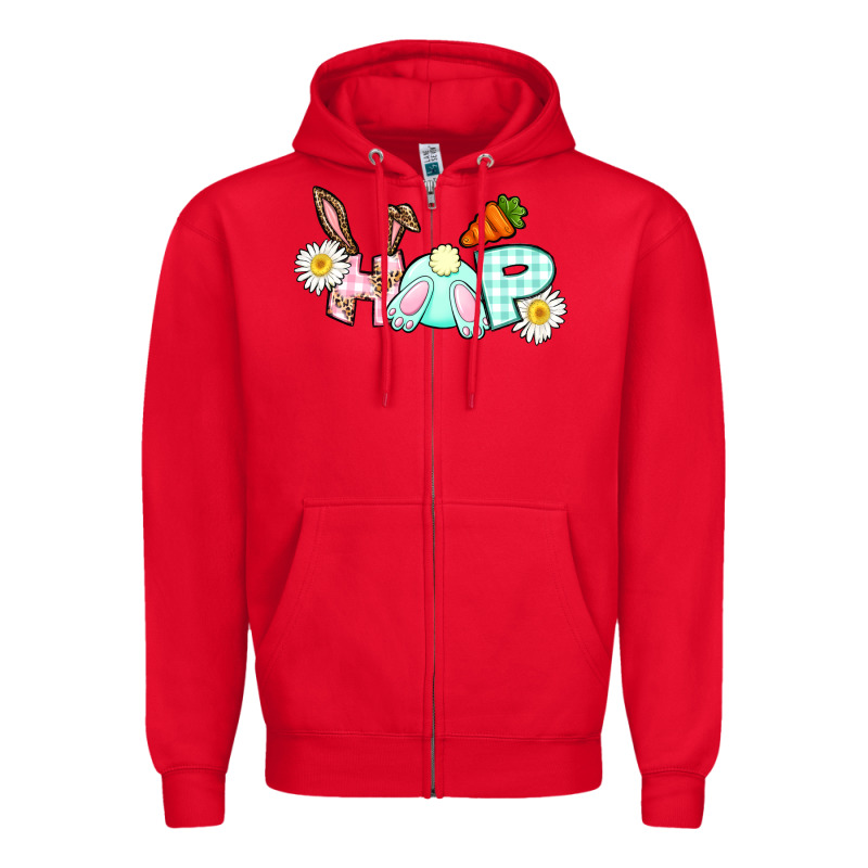 Hop Bunny Easter Day Zipper Hoodie by CowGirlArtShop | Teevron