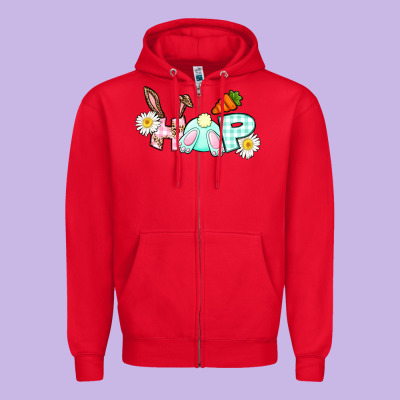 Hop Bunny Easter Day Zipper Hoodie Designed By Cowgirlartshop