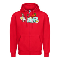 Red Hop bunny Easter Day Zipper Hoodie - CowGirlArtShop