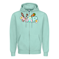 Seafoam Hop bunny Easter Day Zipper Hoodie - CowGirlArtShop
