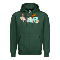 Sports Green Hop bunny Easter Day Zipper Hoodie - CowGirlArtShop