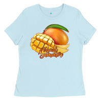 Baby Blue Mango Tropical Summer Ladies Tee - Jasminsmagicworld