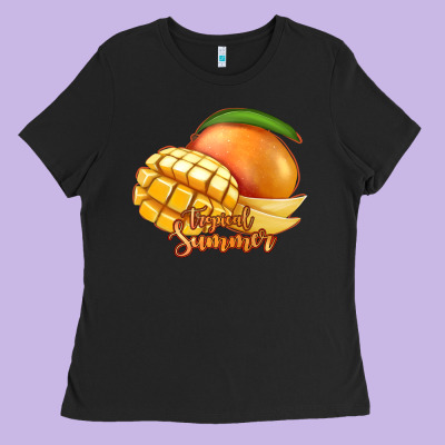 Mango Tropical Summer Ladies Tee Designed By Jasminsmagicworld