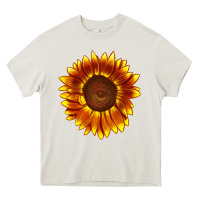 Cream tiger eyes sunflower Heavy Core Tee - LillyAllenDesigns