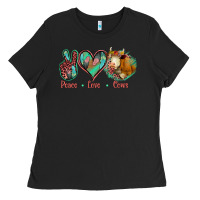Black Peace Love Cows Ladies Tee - Jasminsmagicworld