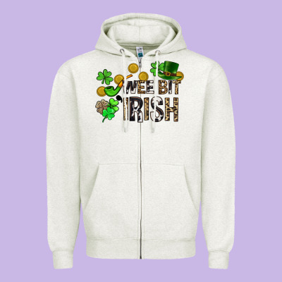 Wee Bit O' Irish St. Patrick's Zipper Hoodie Designed By Cowgirlartshop