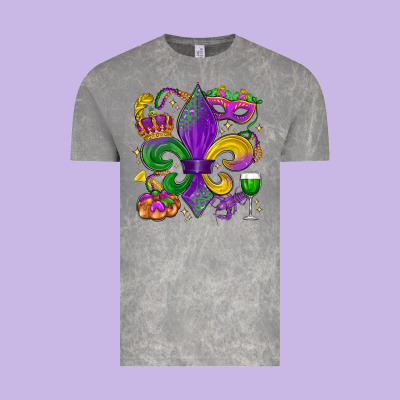 Mardi Gras Fleur De Lis Vintage Tee Designed By Lillyallendesigns