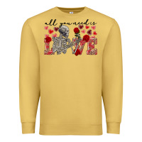 Antique Gold skeleton all you need is love Premium Sweatshirt - FaDigitalArtStudio