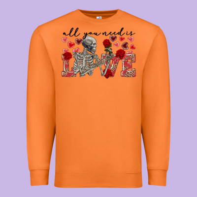 Skeleton All You Need Is Love Premium Sweatshirt Designed By Fadigitalartstudio