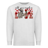 Oatmeal Heather skeleton all you need is love Premium Sweatshirt - FaDigitalArtStudio