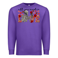 Purple skeleton all you need is love Premium Sweatshirt - FaDigitalArtStudio