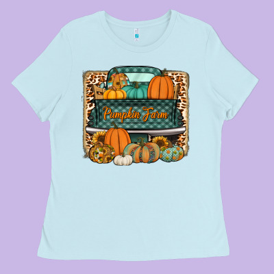 Pumpkin Farm Truck Ladies Tee Designed By Jasminsmagicworld