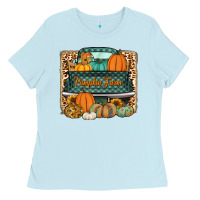 Baby Blue pumpkin farm truck Ladies Tee - Jasminsmagicworld