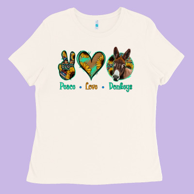 Peace Love Donkeys Ladies Tee Designed By Jasminsmagicworld