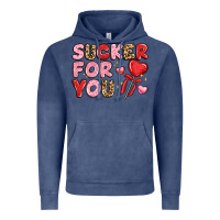 Vintage Denim lovethemed typography with heart lollipop Vintage Hoodie - LillyAllenDesigns