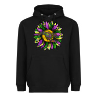 Black Mardi Gras Sunflower With Crawfish Heavyweight Hoodie - BundleAndBundleShop