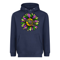 Navy Mardi Gras Sunflower With Crawfish Heavyweight Hoodie - BundleAndBundleShop