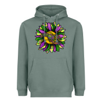 Sage Mardi Gras Sunflower With Crawfish Heavyweight Hoodie - BundleAndBundleShop
