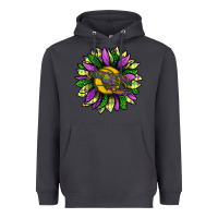 Smoke Mardi Gras Sunflower With Crawfish Heavyweight Hoodie - BundleAndBundleShop