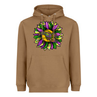 Toasted Coconut Mardi Gras Sunflower With Crawfish Heavyweight Hoodie - BundleAndBundleShop