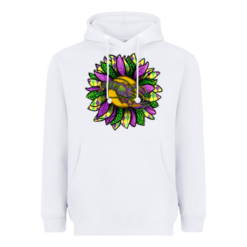 Mardi Gras Sunflower With Crawfish Heavyweight Hoodie by BundleAndBundleShop | Teevron