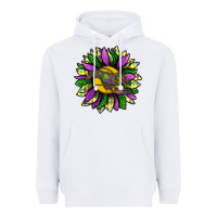 White Mardi Gras Sunflower With Crawfish Heavyweight Hoodie - BundleAndBundleShop