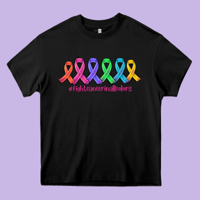 Fight Cancer In All Colors Heavy Core Tee Designed By Adodesignshop