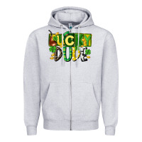 Heather Grey Lucky dude  St. Patrick's Day Zipper Hoodie - CowGirlArtShop