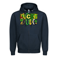 Navy Lucky dude  St. Patrick's Day Zipper Hoodie - CowGirlArtShop
